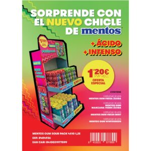 LOTE MENTOS GUM ACIDO 4 X 10U 1,20 -C.C